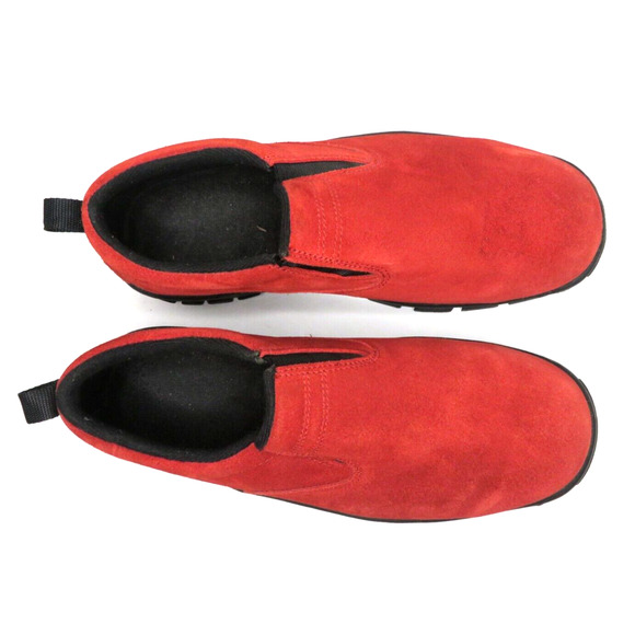 Lands End Men’s Shoes Red Suede Leather Casual Moc Elastic Slip Ons Size 9.5 - Picture 3 of 10
